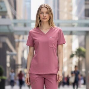Figs Tech Collection Women’s Scrub Top Chalk Pink Size-XXL GUC